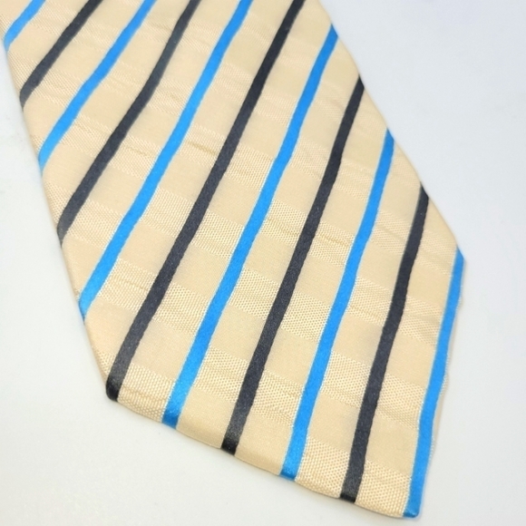 DOLCE & GABBANA Vintage SilK Cream Shimmery and Turquoise Stripped Tie - Picture 4 of 15